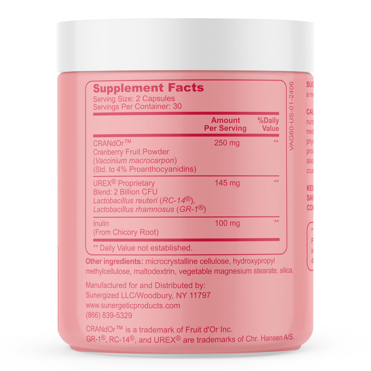 Capsules de probiotiques Sunergetic ouvertes sur table