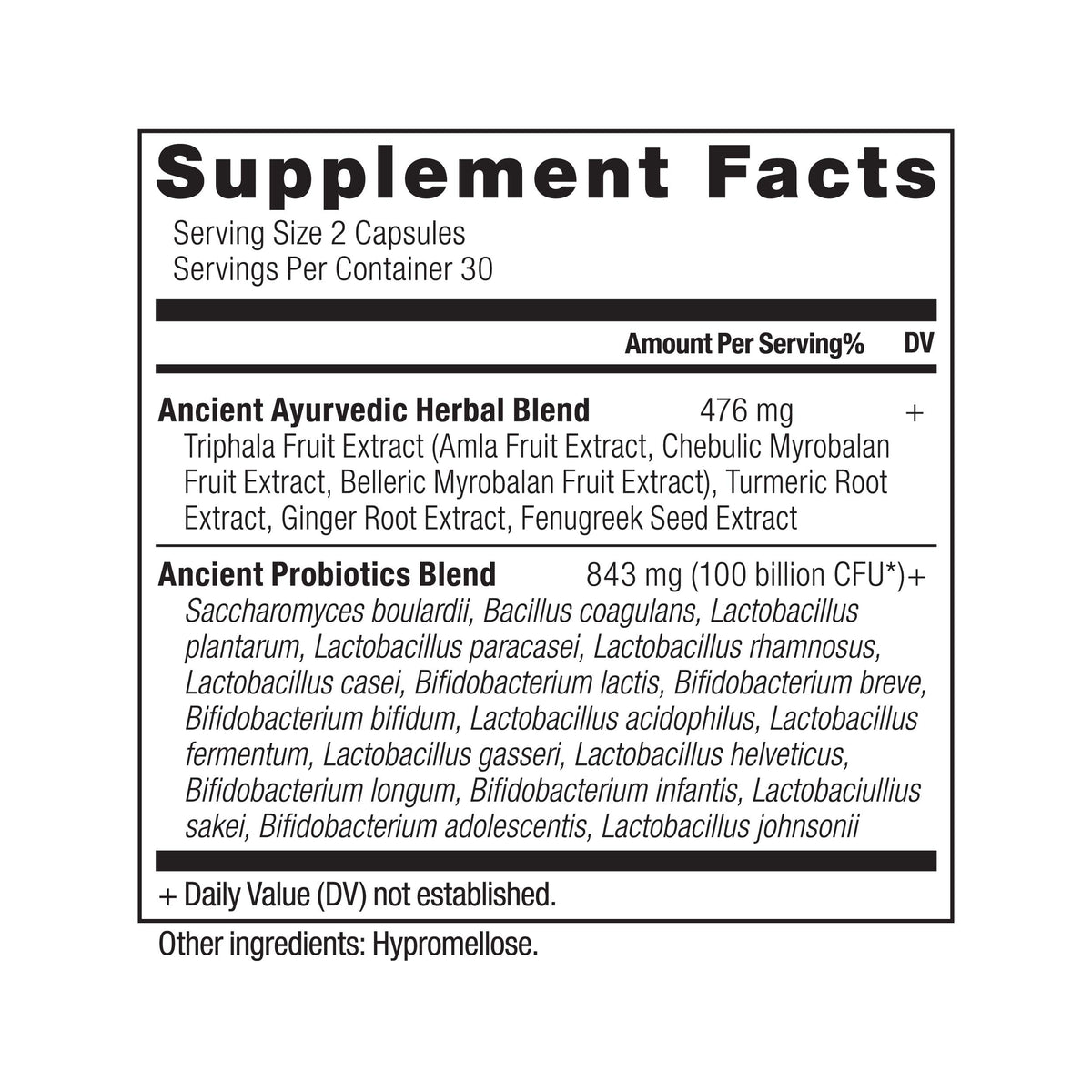 Capsules de Probiotiques Ultime Ancient Nutrition en gros plan