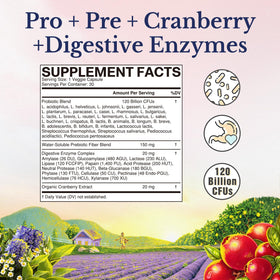 Capsules de probiotiques Vitalitown avec prébiotiques et cranberry
