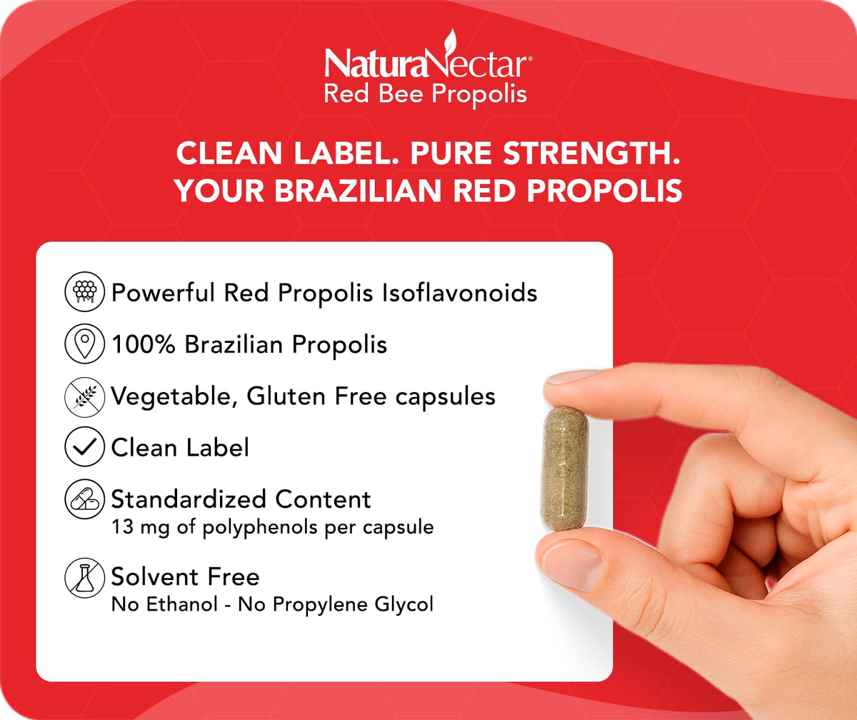 Capsules de Propolis Rouge NaturaNectar, format végétal
