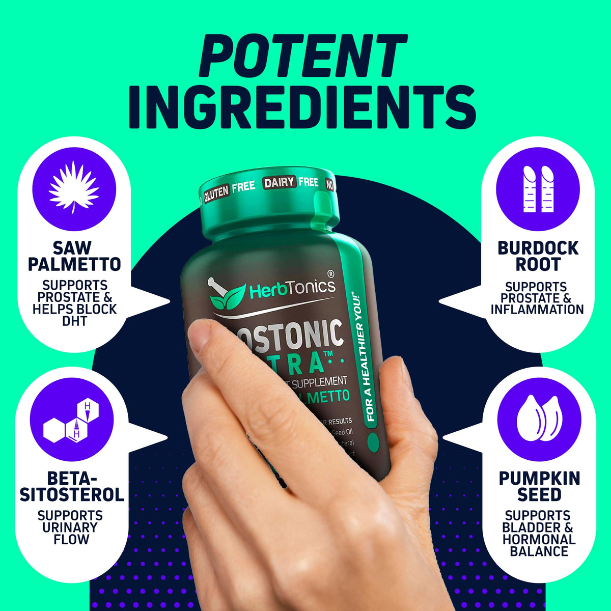 Capsules de Prostonic Ultra Herbtonics sur une surface blanche