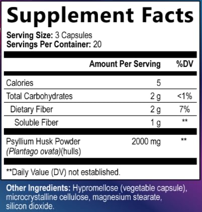 Capsules de psyllium Built by Nature sur fond blanc
