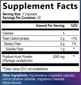 Capsules de psyllium Built by Nature sur fond blanc