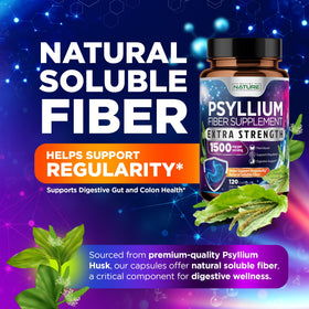 Capsules de psyllium Built by Nature sur une table