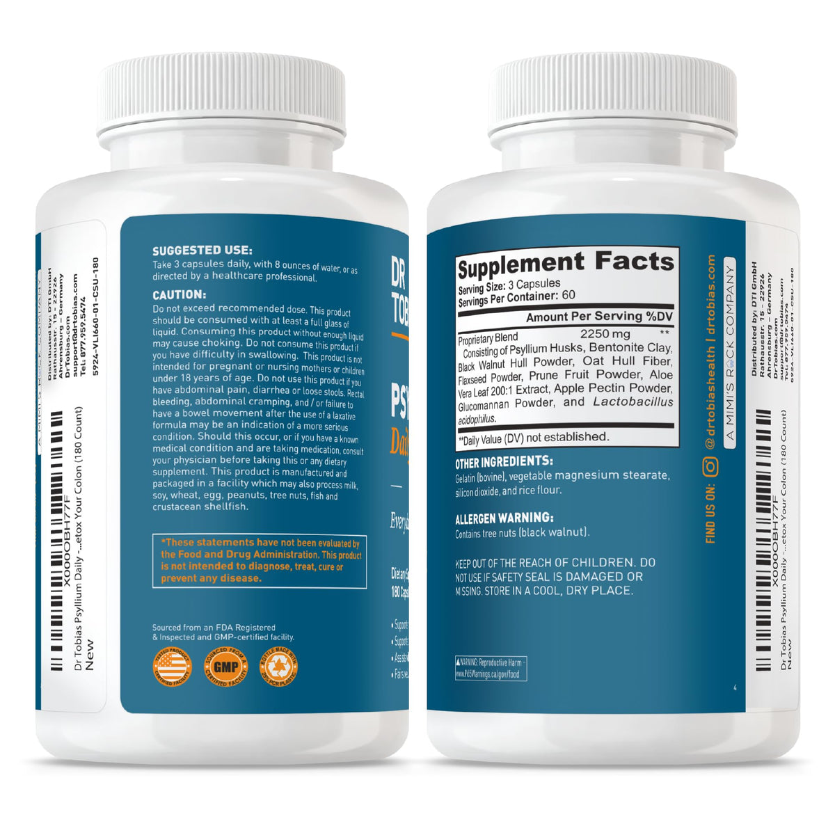 Capsules de psyllium Dr. Tobias dans une main