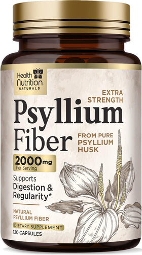 Capsules de psyllium Health Nutrition Naturals, bouteille de 120 unités