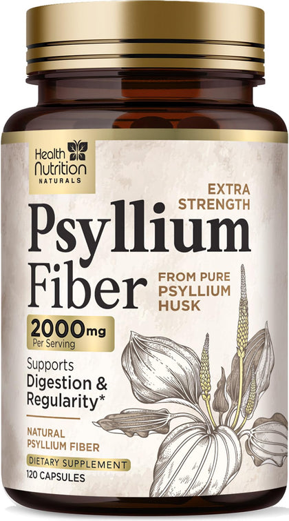 Capsules de psyllium Health Nutrition Naturals, bouteille de 120 unités