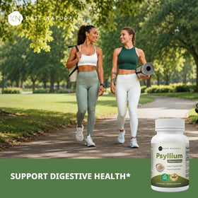 Capsules de psyllium Kate Naturals 725mg avec verre d'eau