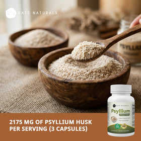 Capsules de psyllium Kate Naturals 725mg, vue de côté