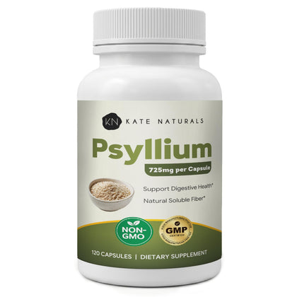 Capsules de psyllium Kate Naturals 725mg, vue de face