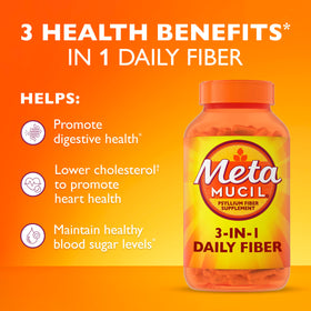 Capsules de psyllium Metamucil sur une table