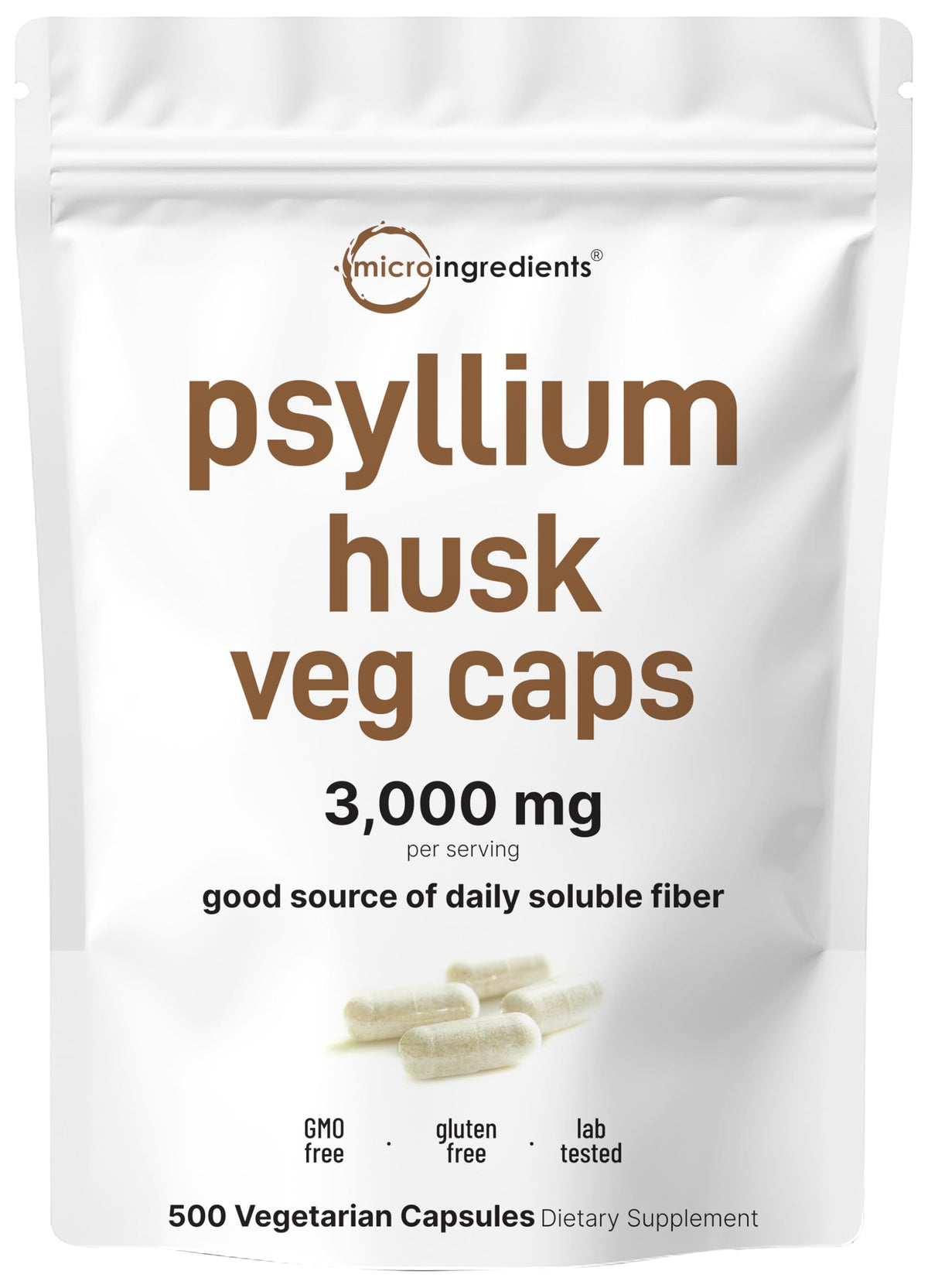 Capsules de psyllium Micro Ingredients 3000mg vue de face