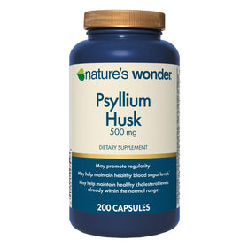 Capsules de psyllium Nature's Wonder 500 mg, 200 unités, vue de face