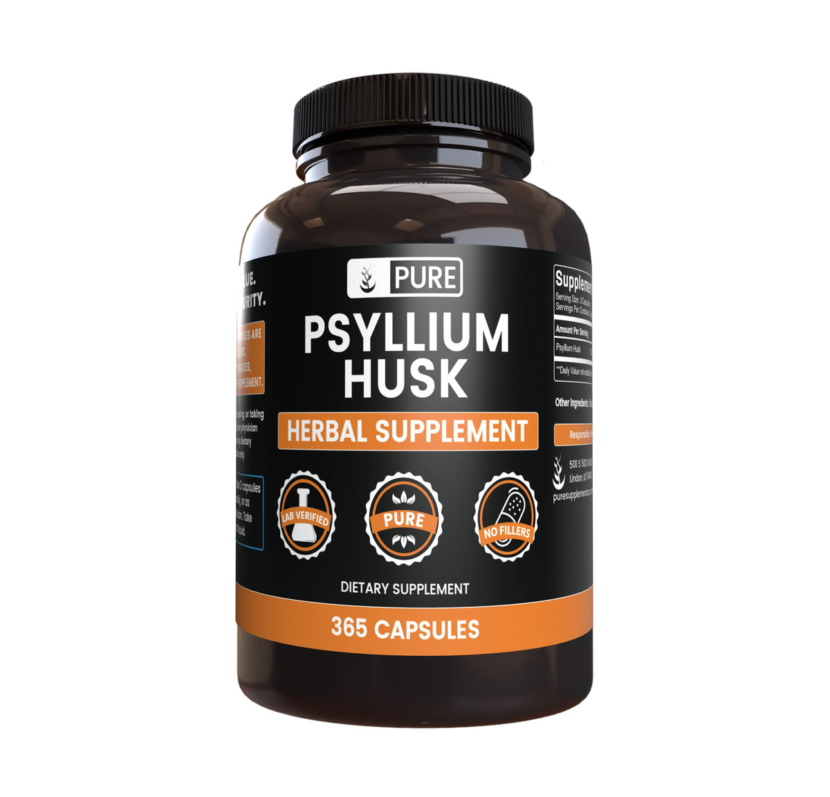 Capsules de psyllium PUR en flacon de 365 unités