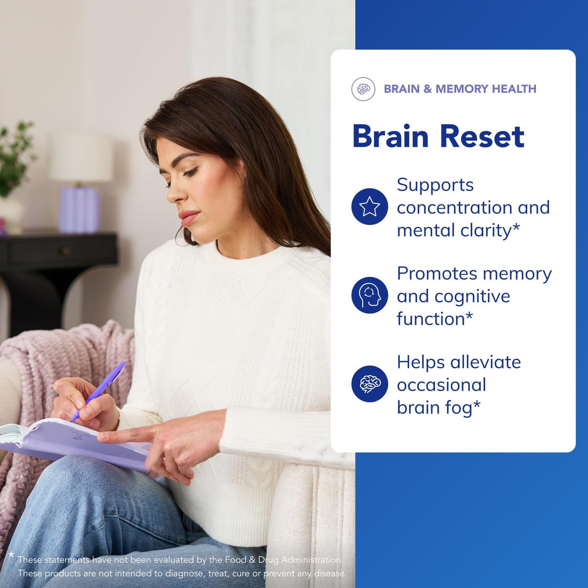 Capsules de Pure Encapsulations Brain Reset sur fond blanc