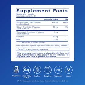 Capsules de Pure Encapsulations Ester-C & Flavonoids dans un bol