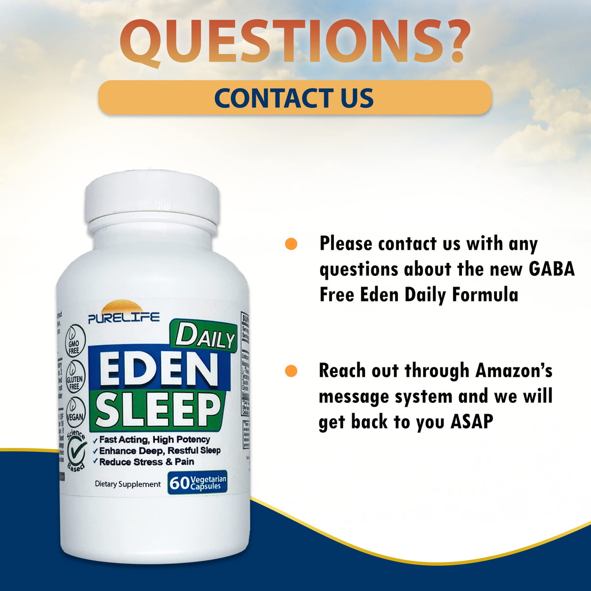 Capsules de PureLife Supplements Eden Daily Sleep dans un verre