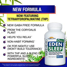 Capsules de PureLife Supplements Eden Daily Sleep sur fond blanc