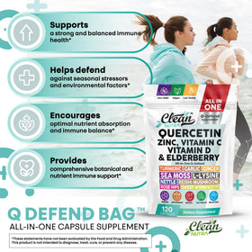 Capsules de Q Defend de Clean Nutraceuticals sur une surface blanche