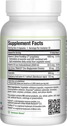 Capsules de Quercetin 500mg avec Zinc sur fond blanc
