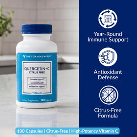 Capsules de Quercetin + C sans agrumes de The Vitamin Shoppe, vue de près