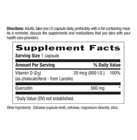Capsules de Quercetine 500mg dans leur flacon