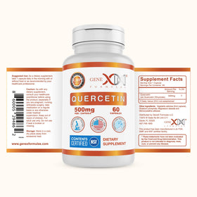 Capsules de Quercétine 500mg Genex Formulas sur une table en bois