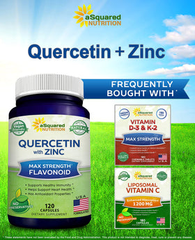Capsules de Quercétine avec Zinc aSquared Nutrition sur fond blanc