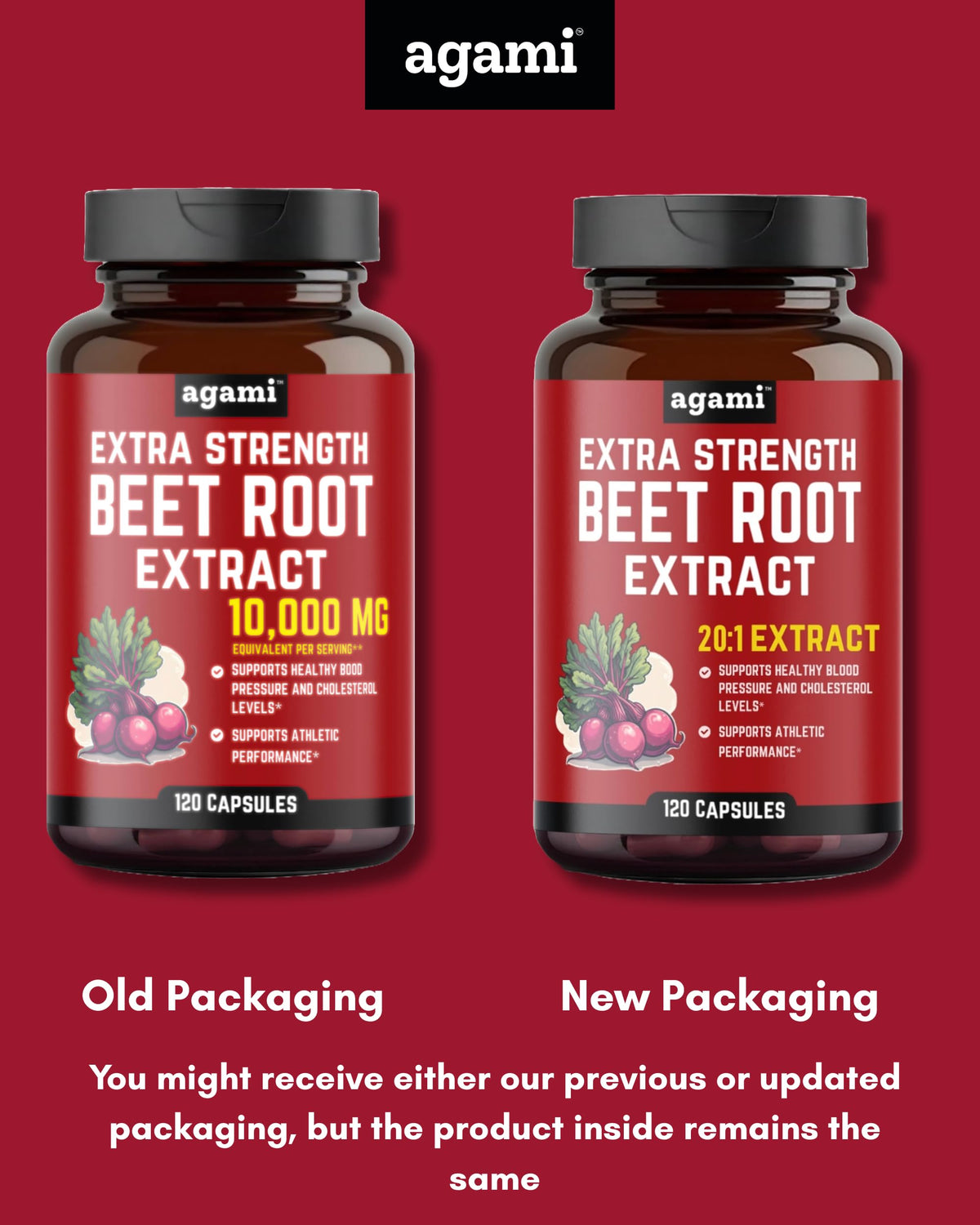 Capsules de racine de betterave Agami sur une table en bois