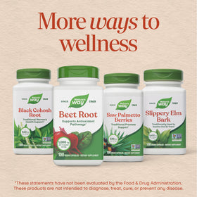 Capsules de racine de betterave Nature's Way avec assiette de fruits
