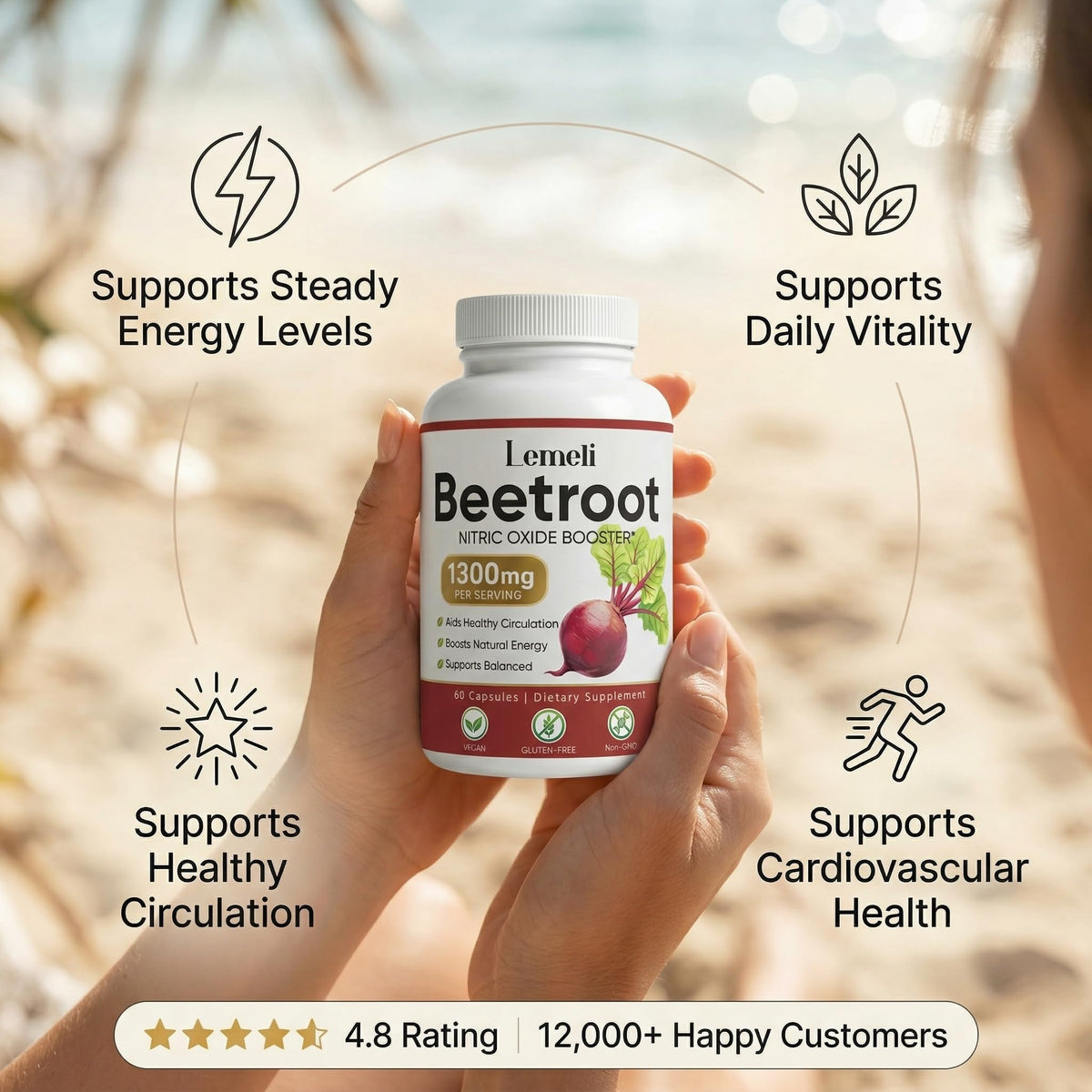 Capsules de racine de betterave WHDEOW avec verre d'eau