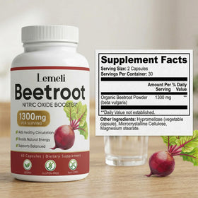 Capsules de racine de betterave WHDEOW sur un fond neutre