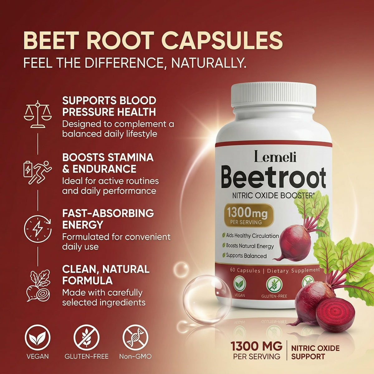 Capsules de racine de betterave WHDEOW sur une table