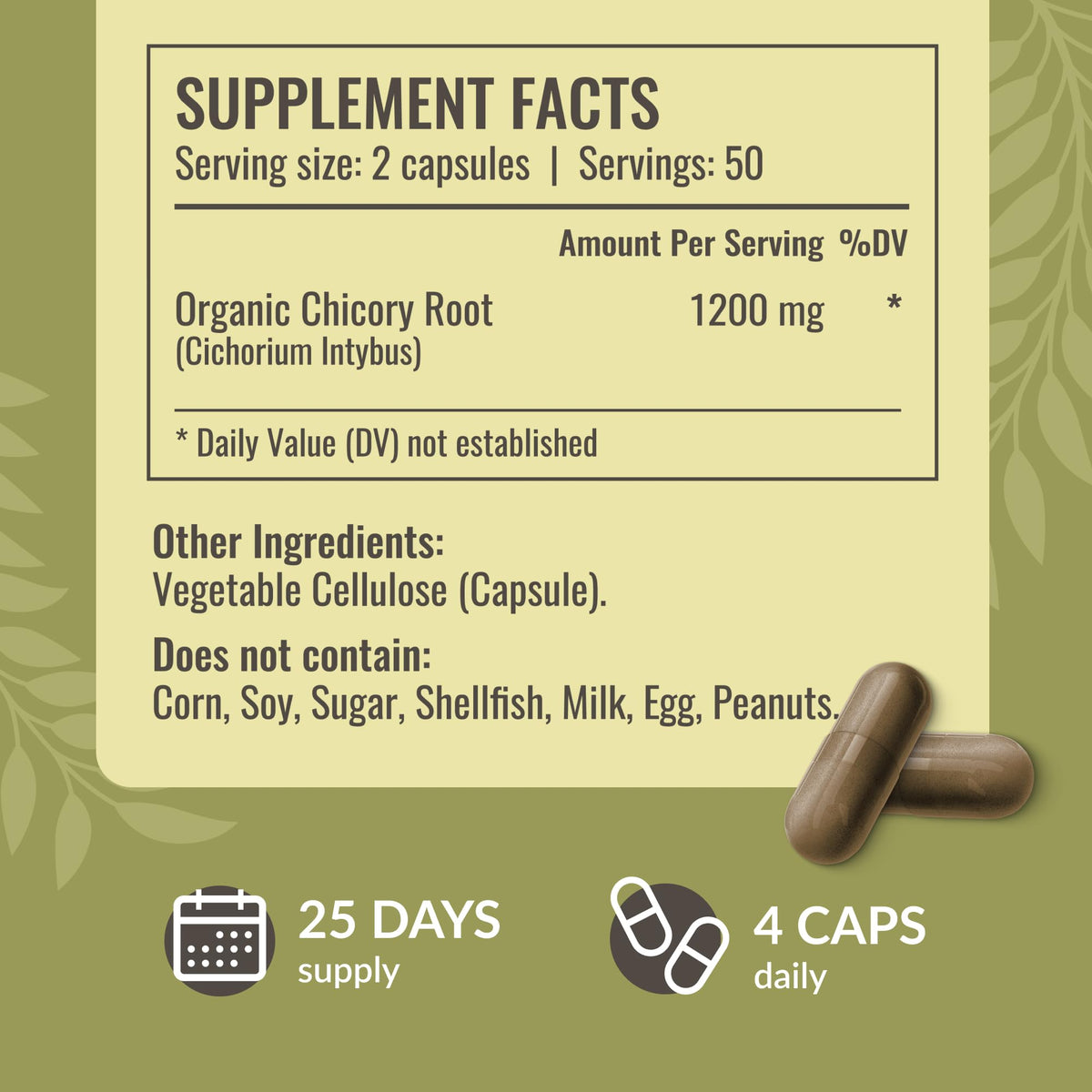 Capsules de racine de chicorée HERBAMAMA sur une table