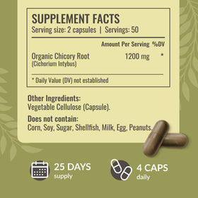 Capsules de racine de chicorée HERBAMAMA sur une table