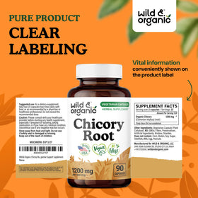 Capsules de racine de chicorée Wild & Organic, contenu de la bouteille