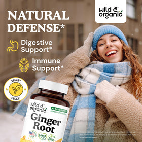 Capsules de racine de gingembre Wild & Organic, vue de côté