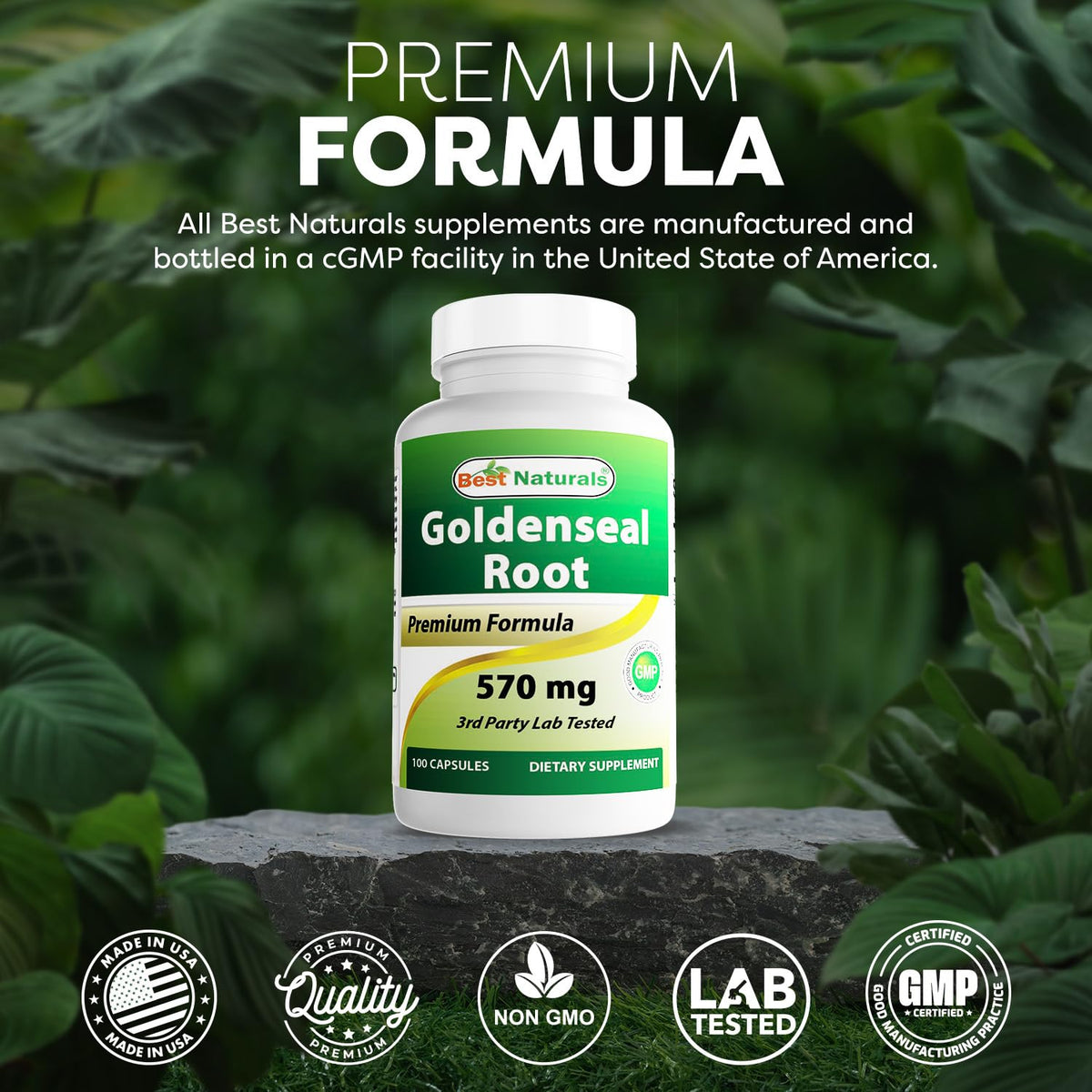 Capsules de racine de Goldenseal Best Naturals sur une table