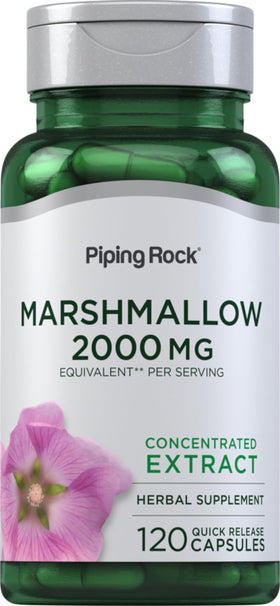 Capsules de racine de guimauve Piping Rock en bouteille vue de face