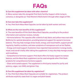 Capsules de racine de maca bio Pink Stork, présentation élégante