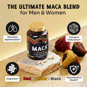 Capsules de racine de maca Maju, vue de côté
