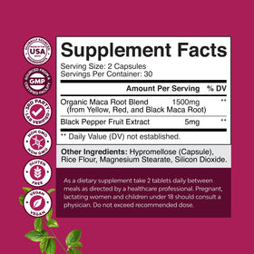 Capsules de racine de maca Natures Craft avec des ingrédients naturels