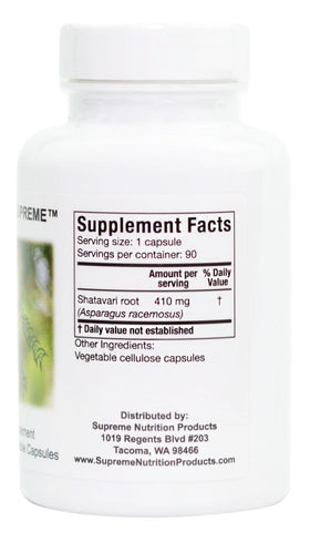 Capsules de racine de Shatavari Pure de Nutrition sur fond blanc