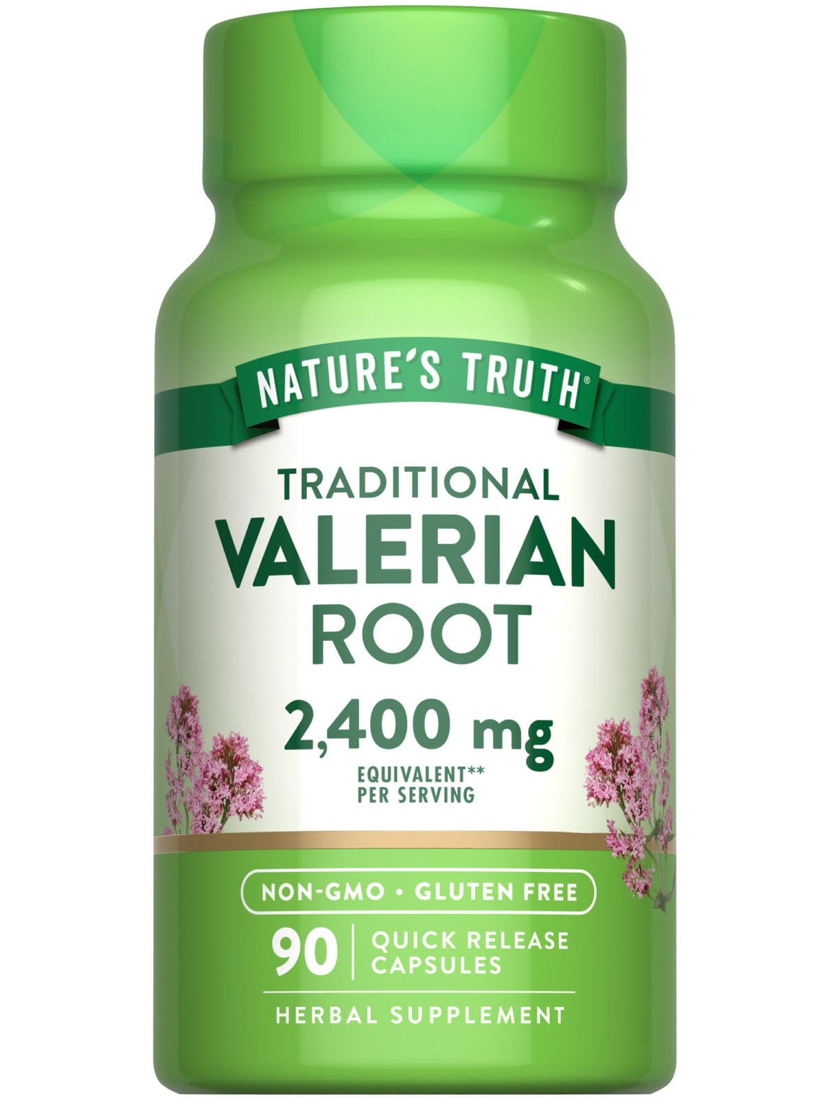 Capsules de racine de valériane Nature's Truth 90 capsules vue de face