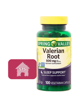 Capsules de racine de valériane STS Home 500 mg devant l'emballage