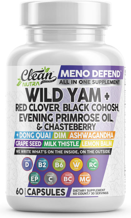 Capsules de racine de yam sauvage Clean Nutraceuticals, vue de face