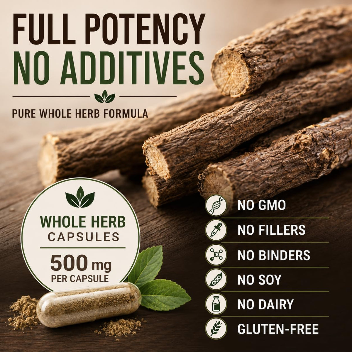 Capsules de réglisse DGL HERBALICIOUS, côté de l'emballage avec informations nutritionnelles