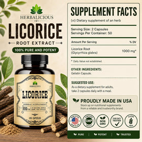 Capsules de réglisse DGL HERBALICIOUS, présentation lifestyle avec des plantes