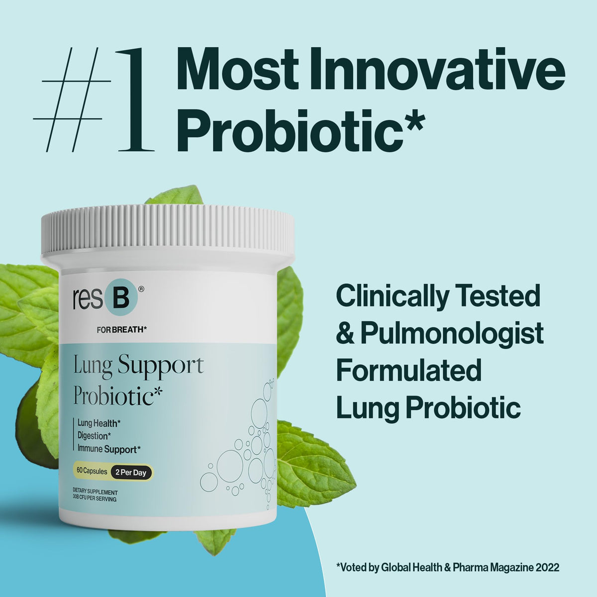 Capsules de ResBiotic Complément Alimentaire sur une surface blanche