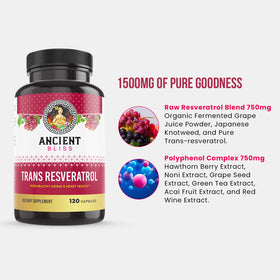 Capsules de resvératrol Ancient Bliss sur fond blanc
